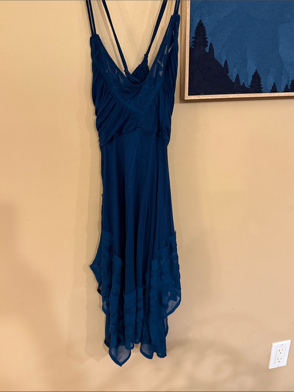 Free People Blue Strappy and lace V-Neck Women’s Dress size